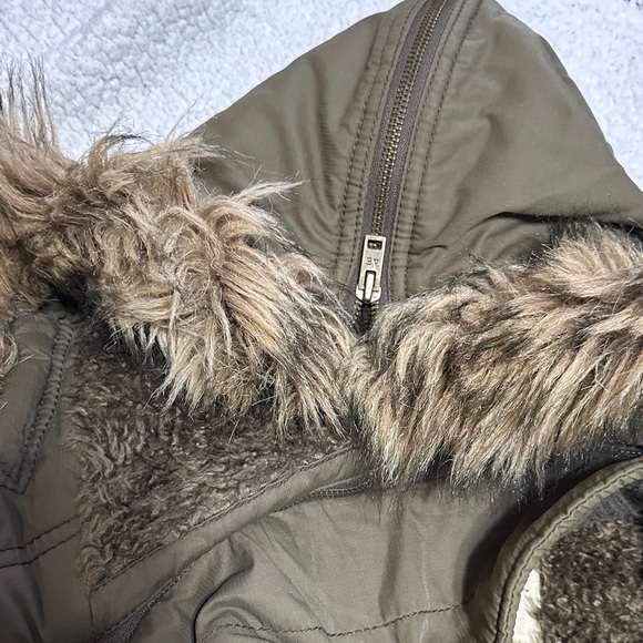 American Eagle Olive Green Fur-Lined Parka Jacket - Picture 7 of 8